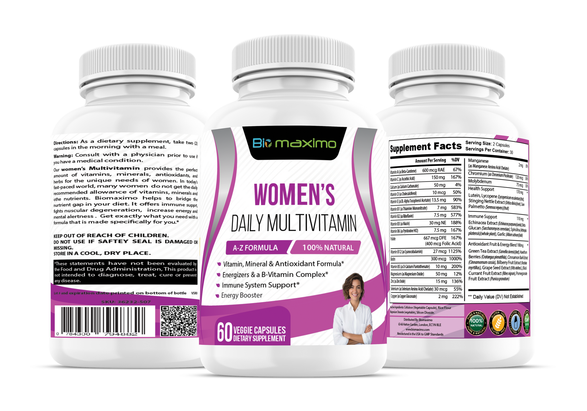 Biomaximo Women's A-Z Multivitamin For Immune Support With Natural Herbal & Fruit Extracts