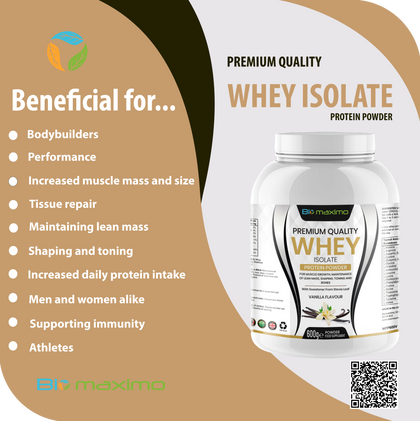 Biomaximo Premium Quality Whey Isolate Protein Powder - Vanilla Flavour