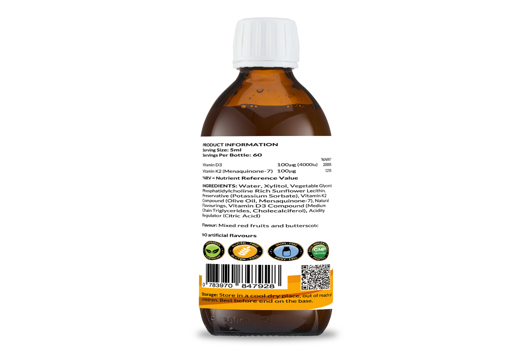 High Strength Vegetarian Liposomal Vitamin D3 + K2 Liquid