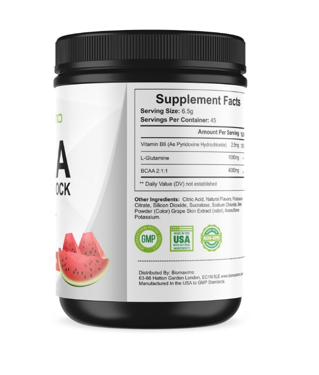 Biomaximo BCAA Shock Watermelon  - Amino Acids & Glutamine for Lean Muscle & Recovery