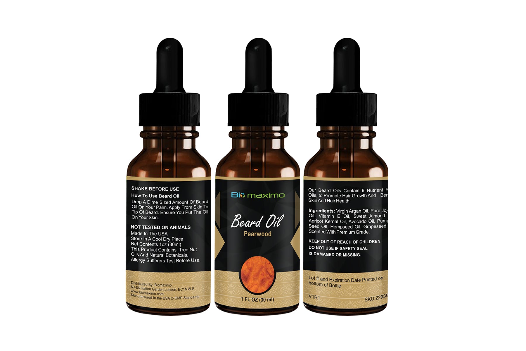 Biomaximo Natural Argan & Jojoba Beard Oil - Softens, Smooths & Strengthens Beard Growth