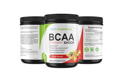 Biomaximo BCAA Shock Fruit Punch Supplement for Muscle Mass Development