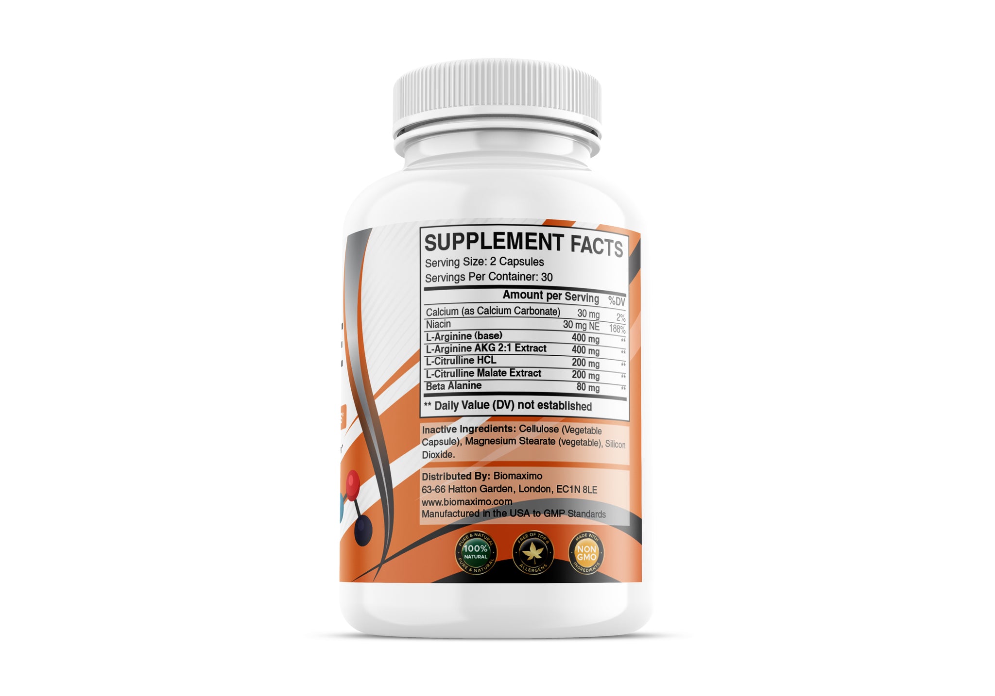Biomaximo Natural L-Arginine 60 Capsules
