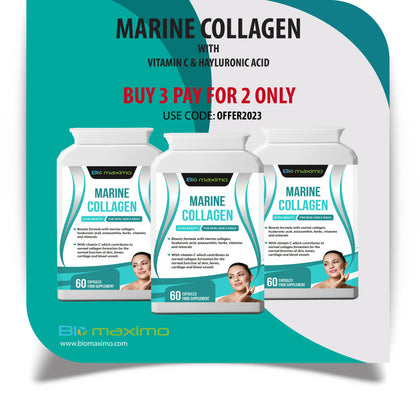 Biomaximo Ultra Marine Collagen - Pele, Cabelo e Unhas Fórmula Com Vitamina C & Ácido Hialurónico