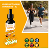 High Strength Vegan + Vegetarian Liposomal Vitamin D3 + K2 Liquid - Concentrated Formula