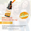 High Strength Vegan + Vegetarian Liposomal Vitamin D3 + K2 Liquid - Concentrated Formula