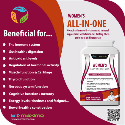 Biomaximo Women's AZ Multivitamin for Immune Support with Natural Herbal & Fruit Extracts - Biomaximo.com