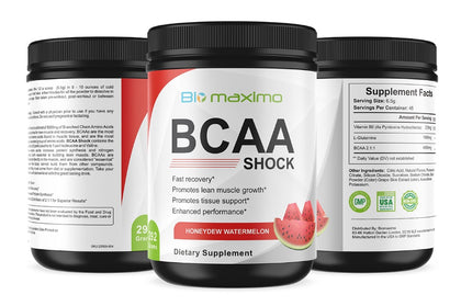 Biomaximo BCAA Shock Watermelon - Acides aminés et glutamine pour muscle maigre et récupération
