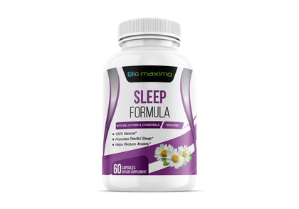 Biomaximo Sleep Formula avec mélatonine, L-tryptophane, camomille et valériane