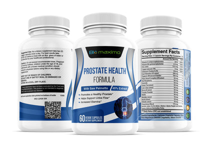 Cápsulas de fórmula de próstata Biomaximo - Fuerza extra con palma enana americana, zinc y semilla de calabaza